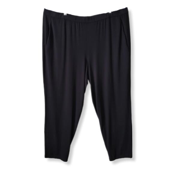 Eileen Fisher Black Stretch Jersey Knit Pants 3x Minimalist Modern Lagenlook - Picture 1 of 13